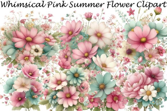 Download Whimsical Pink Summer Flower Clipart - Summer Collection