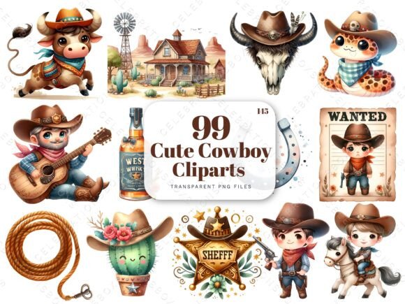 Download Watercolor Little Cowboy Clipart PNGs - Art Collection