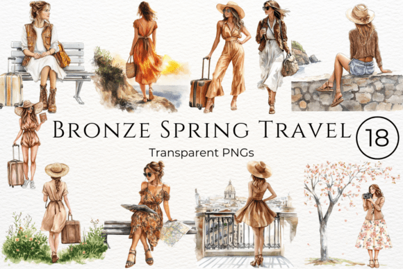 Download Bronze Spring Travel Watercolor Cliparts - Art Collection