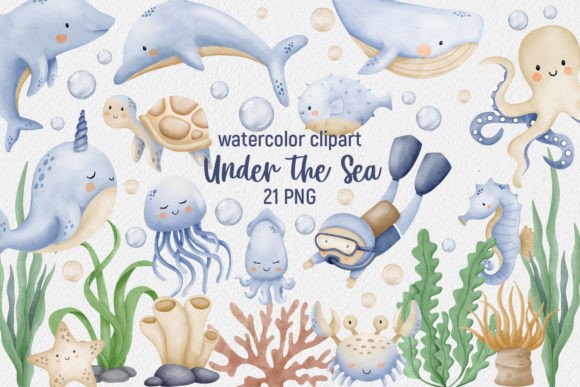 Download Watercolor Clipart Under the Sea - Art Collection