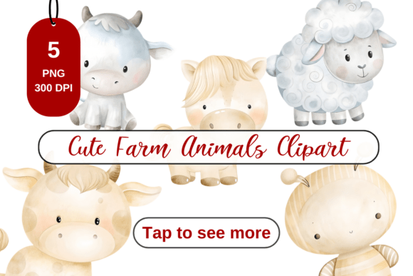 Download Cute Watercolor Farm Animals Clipart Set - Art Collection