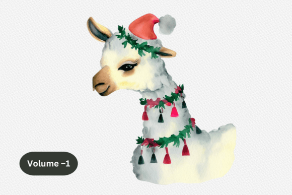 Download Watercolor Christmas Llama Clipart Vol–1 - Art Collection