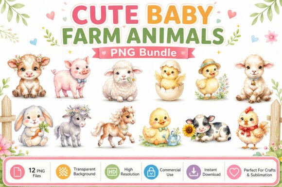 Download Cute Baby Farm Animals Clipart PNG - Art Collection