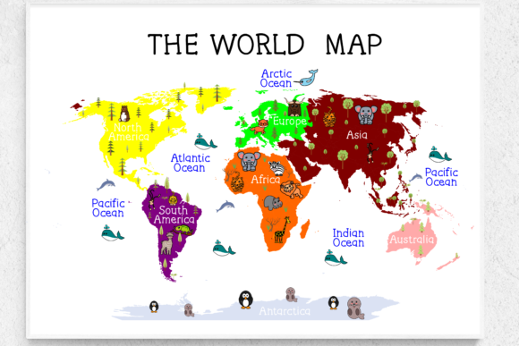 Download Nursery Wall Art, World Map Print, Chart - Art Collection