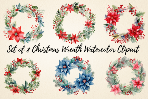 Download Christmas Wreath Watercolor Clipart - Art Collection
