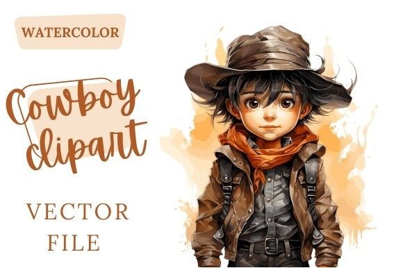 Download Cute Cowboy Watercolor Clipart Vector - Art Collection