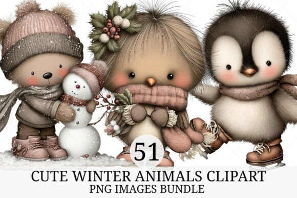 Download Cute Winter Animals Clipart - Art Collection