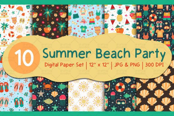 Download Summer Beach Party Digital Paper Set - Summer Collection
