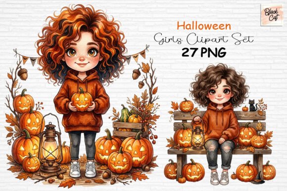Download Halloween Girls Clipart Set PNG - Art Collection
