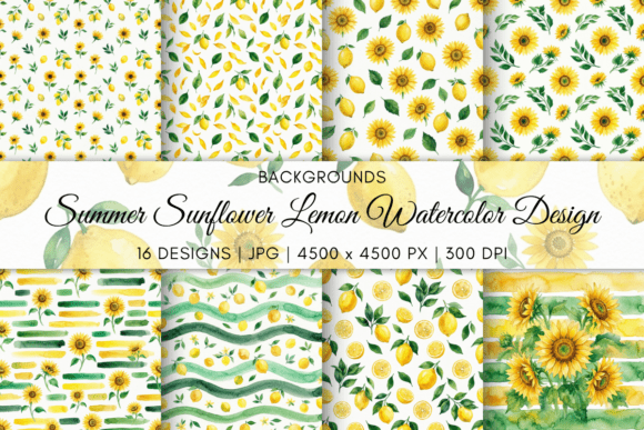 Download Summer Sunflower Lemon Watercolor Design - Summer Collection