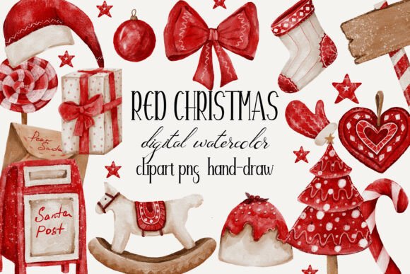 Download Red Christmas Watercolor Clipart Png - Art Collection