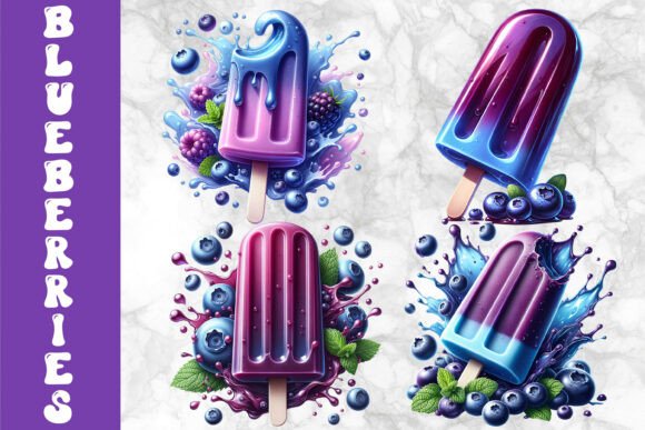 Download Blueberry Popsicles Splash Art - Art Collection