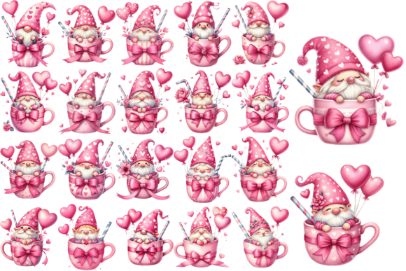 Download 22 Pink Valentine Gnome Clipart Bundle - Art Collection