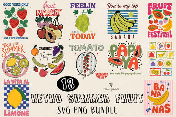 Download Retro Summer Fruit SVG PNG Bundle - Summer Collection
