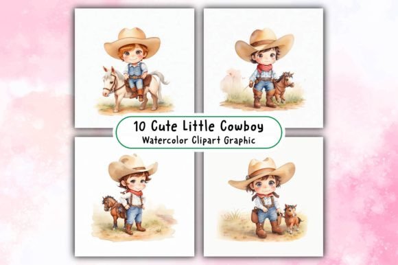 Download Cute Little Cowboy Watercolor Clipart - Art Collection