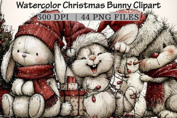 Download Watercolor Christmas Bunny Clipart - Art Collection