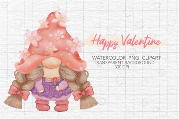 Download Clipart of a Cute Watercolor Girl Gnome - Art Collection