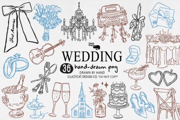 Download Wedding Hand Drawn Clipart Set PNG - Art Collection