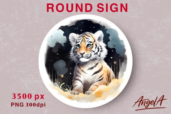 Download Kids Wall Art, Cute Tiger, Round Design - Art Collection