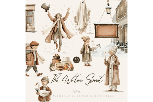 Download Watercolor Christmas Carol Clipart Set - Art Collection