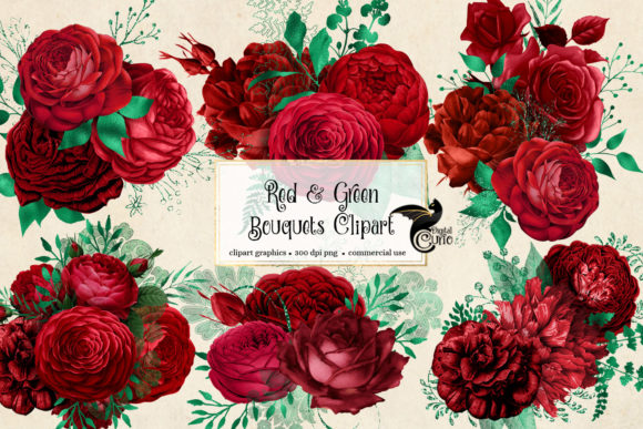 Download Red and Green Floral Bouquets Clipart - Art Collection