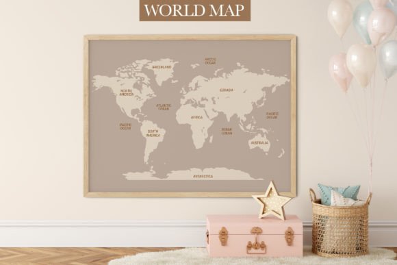 Download World Map, Kids Wall Art - Art Collection