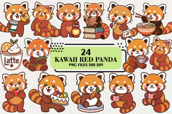 Download Kawaii Red Panda Clipart Bundle - Art Collection