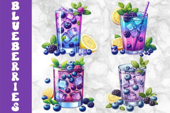 Download Blueberry Drinks Clipart Set - Art Collection