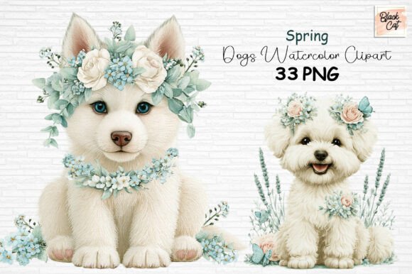 Download Spring Dogs Watercolor Clipart PNG - Art Collection