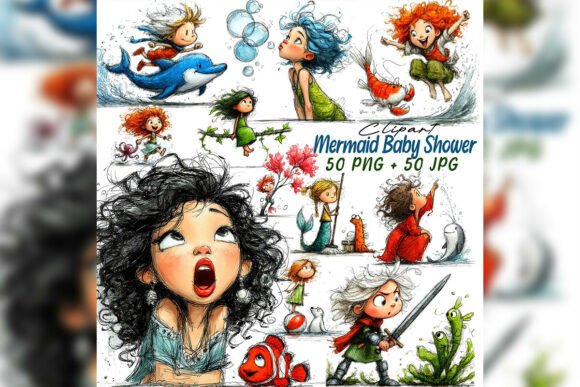 Download Whimsical Mermaid Clipart Ocean Party - Art Collection