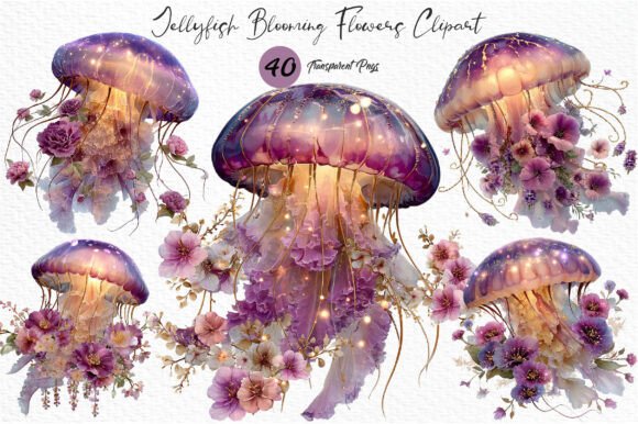 Download Jellyfish Blooming Flowers Clipart PNG - Art Collection