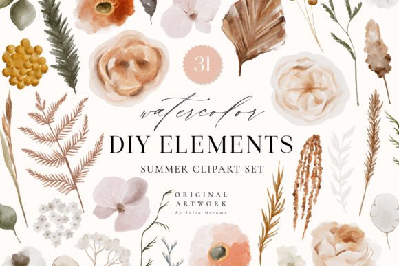 Download Summer Watercolor Flower Digital Clipart - Summer Collection