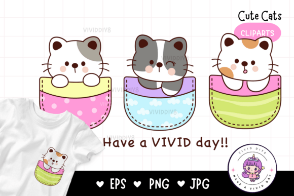 Download Cute Cat Clipart in Pocket Kawaii Animal - Art Collection