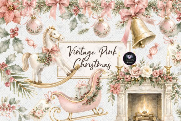 Download Vintage Pink Christmas Clipart - Art Collection