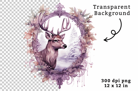 Download Vintage Watercolor Reindeer Clipart PNG - Art Collection