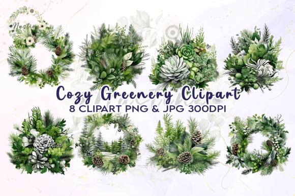 Download Cozy Holiday Greenery Watercolor Clipart - Art Collection
