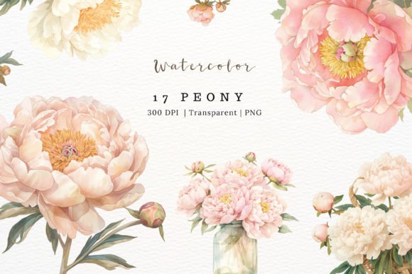 Download Vintage Peony Watercolor Clipart - Art Collection