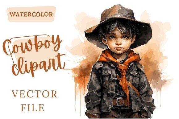 Download Cute Cowboy Watercolor Clipart Vector - Art Collection