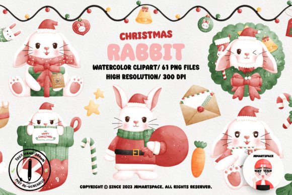 Download Christmas Rabbit Watercolor Clipart - Art Collection