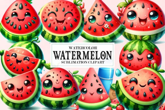 Download Happy Watermelon Watercolor 20 Cliparts - Art Collection