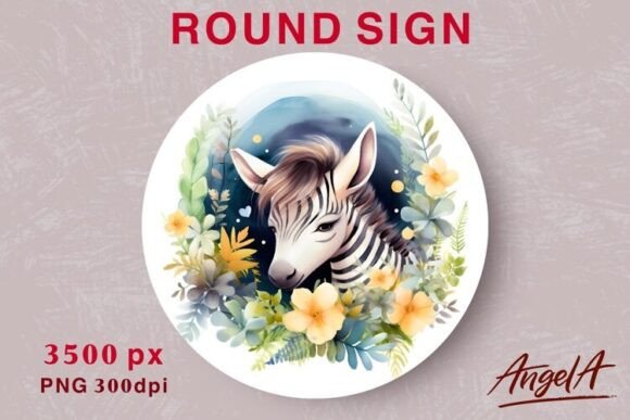 Download Baby Zebra Kids Wall Art Round Design - Art Collection