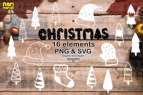 Download 16 Christmas Elements, PNG, SVG, Clipart - Art Collection