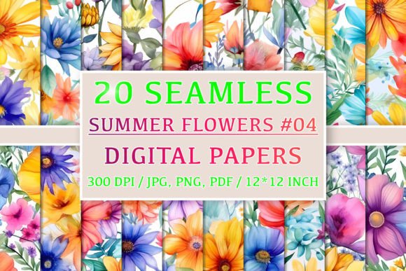 Download 20 Seamless Summer Flower Patterns #4 - Summer Collection