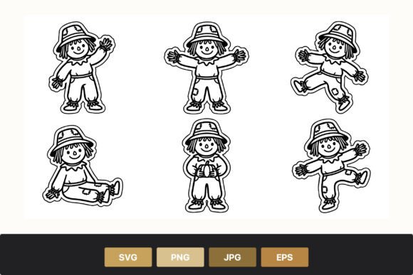 Download Happy Scarecrow Line Art Figures - Art Collection