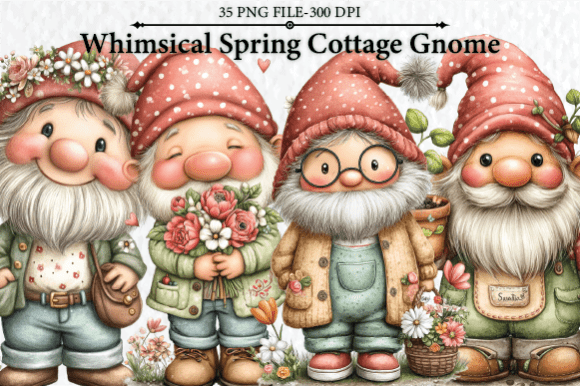 Download Whimsical Spring Cottage Gnome Clipart - Art Collection