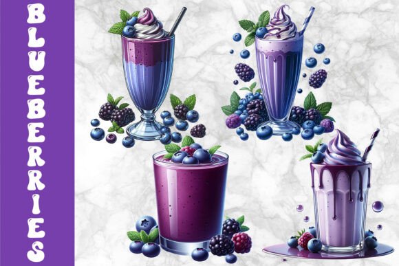 Download Blueberry Milkshake Dessert Art - Art Collection