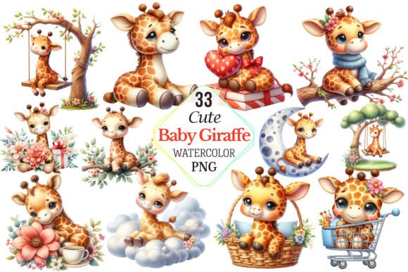 Download Watercolor Cute Baby Giraffe Clipart - Art Collection