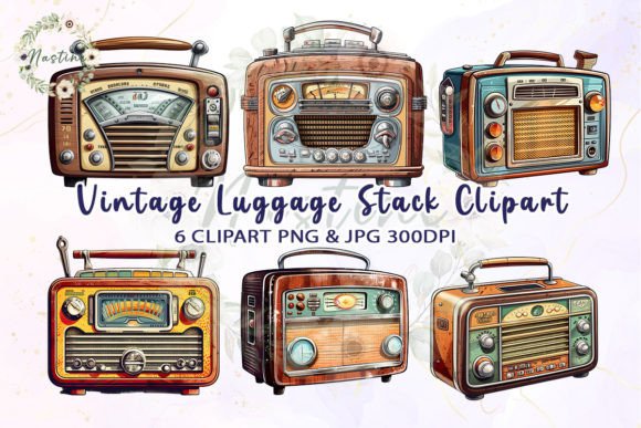Download Vintage Luggage Stack Watercolor Clipart - Art Collection