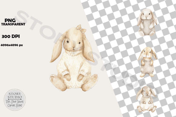 Download Cute Watercolor Baby Bunny Clipart Set - Art Collection