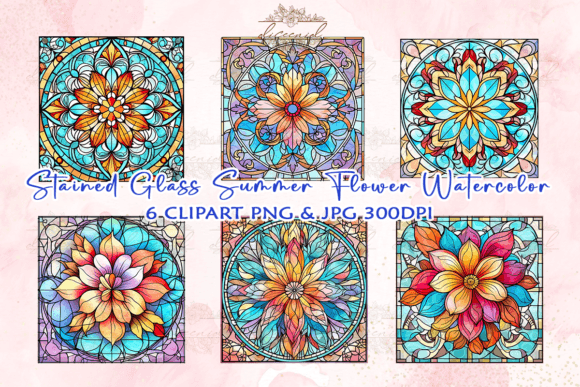 Download Stained Glass Summer Flower Watercolor - Summer Collection